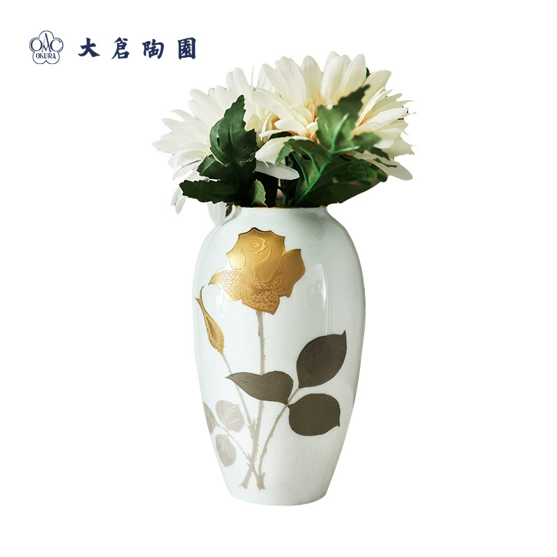 Япония OKURA Okura Teramic Garden импортная ретро традиционная домашняя ваза Золотая роза легкая роскошная керамическая зеленая ваза