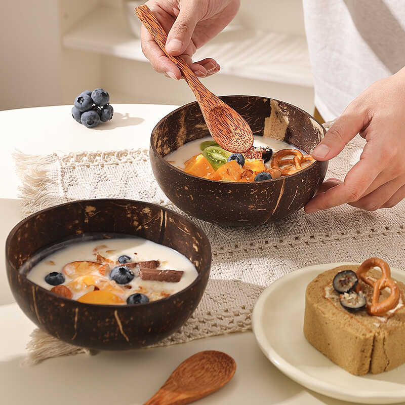 Estricta selección de cáscara de coco tazón de coco natural ensalada de frutas batido de avena comida ligera exportación transfronteriza tazón de coco image 4