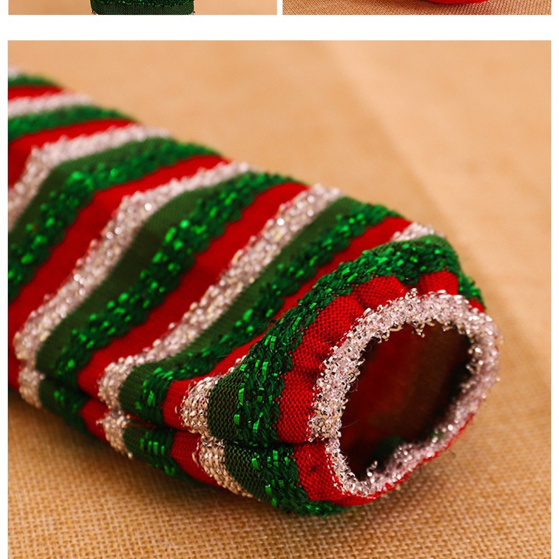 Decoración navideña transfronteriza estriada elástica cubierta de pies de mesa silla cubierta de pies de mesa silla cubierta de protección pie de genio