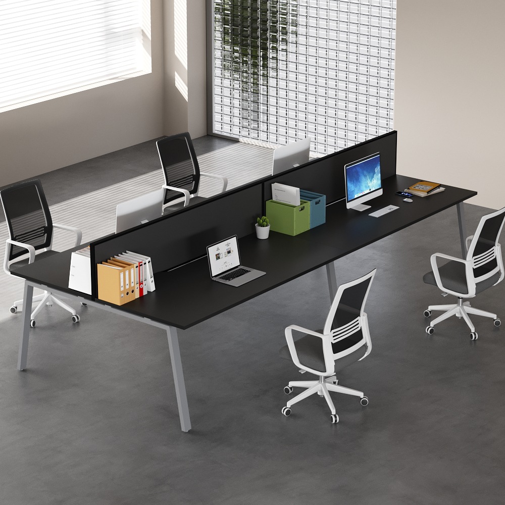 Mesa y silla de oficina simple y moderna de personal combinada de cuatro pantallas de estación de trabajo de tarjeta de personal mesa de computadora de oficina image 4