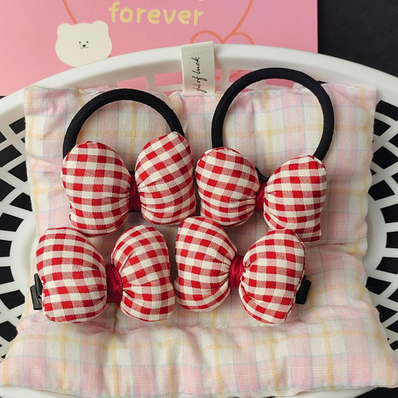 Red creative cute hair rope with bow