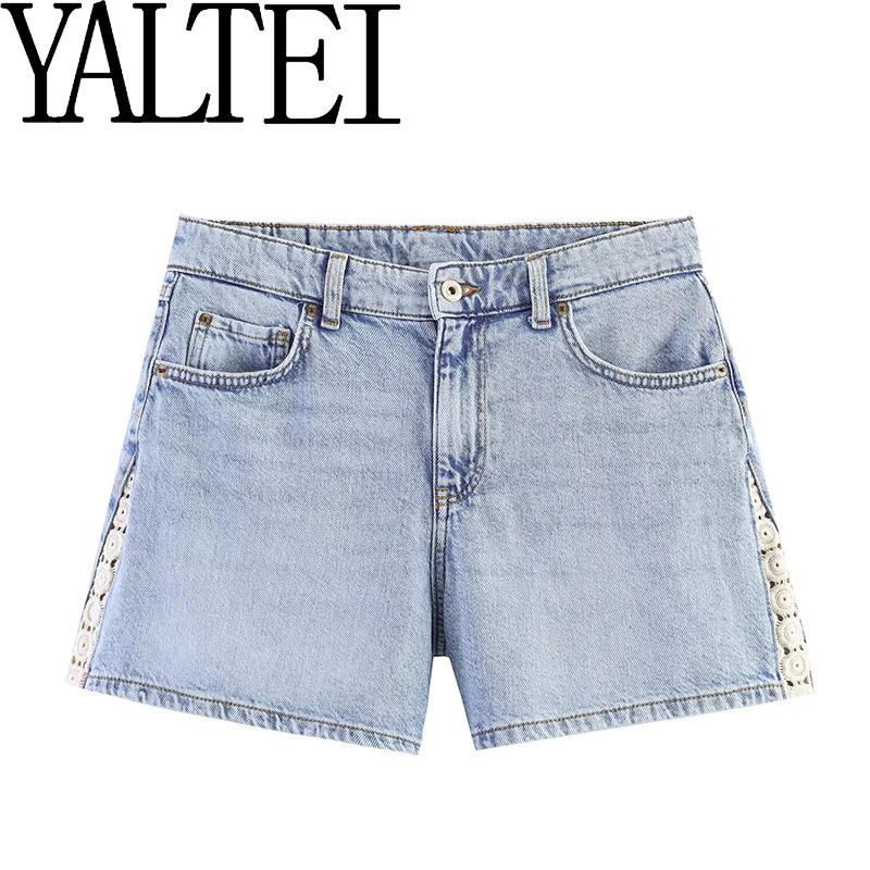 ZA cross-border AliExpress ins European and American women's clothing summer new fashion casual spliced crochet shorts 4083043 ZA cross-border AliExpress ins European and American women's clothing summer new fashion casual spliced crochet shorts 4083043