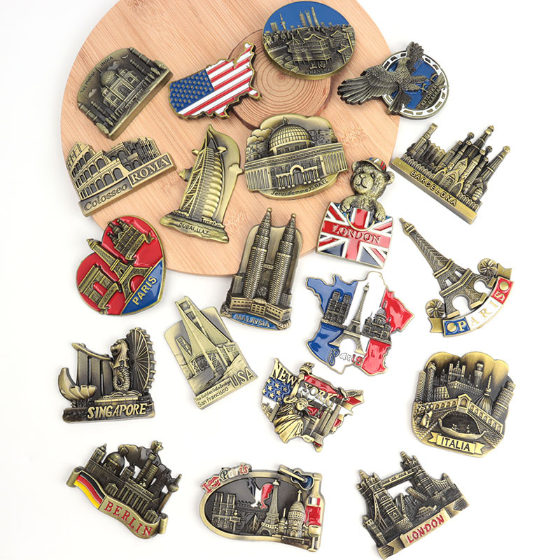 1件合金复古3D冰箱磁铁-独特的厨房装饰世界旅行纪念品/开瓶器
