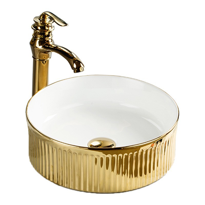 Baños de cerámica galvanizados nórdicos en la mesa de lavabo doméstico ligero de lujo lavabo único fábrica de venta directa