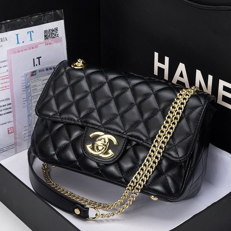 Bolso de cuero genuino de las mujeres Chanel estilo de gran capacidad rombo bolsa de la cadena de moda nueva moda todo partido crossbody hombro pequeño bolso cuadrado