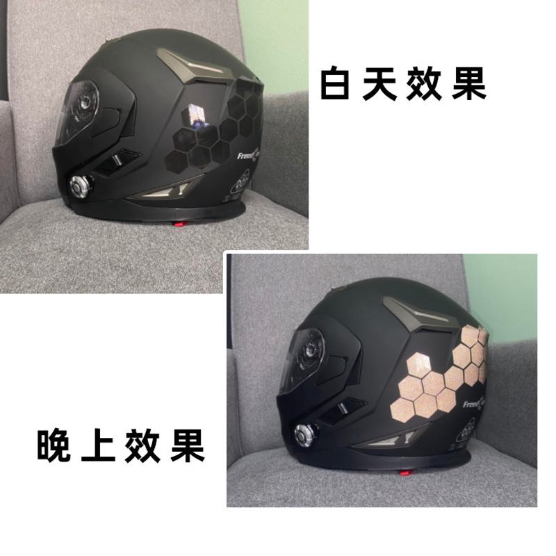 Amazon hexagon honeycomb casco de seguridad pegatinas reflectantes casco de motocicleta negro vinilo pegatinas impermeables