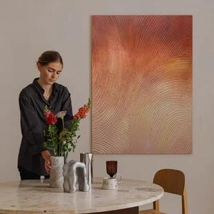 Hand-Painted Oil Painting, Living Room, Antique Style Decorative Painting, Entrance, B&B Restaurant, Three-Dimensional Texture, Gradient Orange Hanging Painting