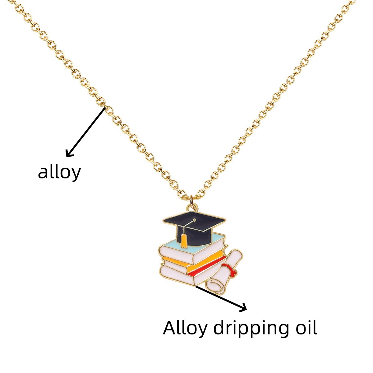 14g Weight Alloy Pendant Material Pendant Necklace Classification Alloy Chain Material cable chain Chain Type 1 Piece Quantity School, Graduation Occasion Alloy Material Doctoral cap, Student Clothes Pattern All Seasons Season Women's Gender Enamel, Plating Design Modern Style Style Modern Style Doctoral Cap Student Clothes Alloy Cable Chain Pendant Necklaces Wholesale 19