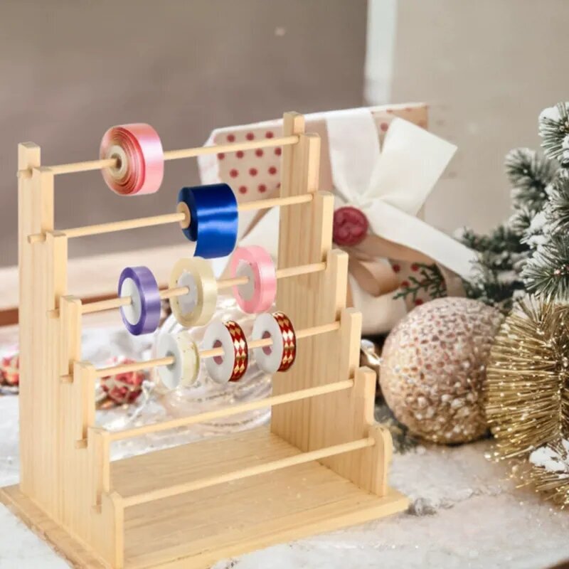 Desktop Wooden Ribbon Holder, Ribbon Packaging, Jewelry Wire, Fishing Line Storage Rack, Paper Tape, Elastic Thread, Bracelet Stand