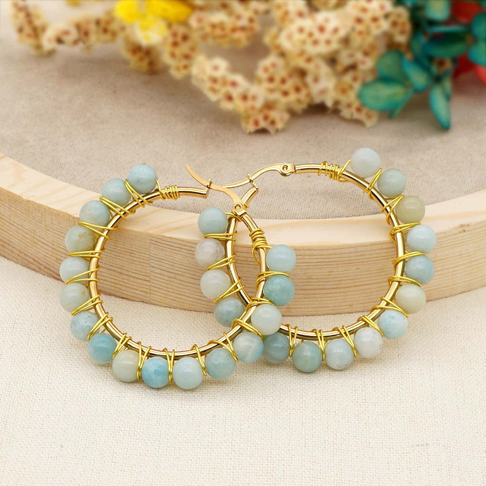 simple exaggerated ethnic gem large hoop earringspicture17