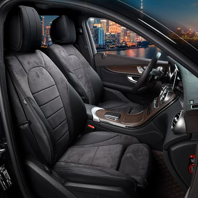 Mercedes-Benz Glc E-Class C-Class: Modelə uyğun (Original) oturacaq örtükləri - original-car-texture-leather-and-suede-black-gray-please-note-the-model-year-when-placing-an-order