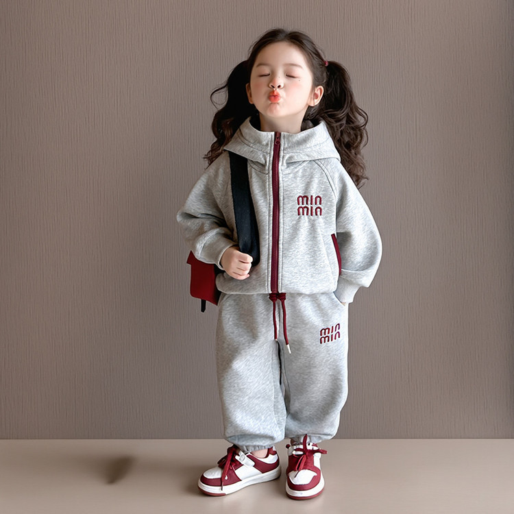 貿易女の子2025春秋スーツ韓国風カジュアルジャケットレギンス女の子洋風フード付きスポーツ2点セット|undefined
