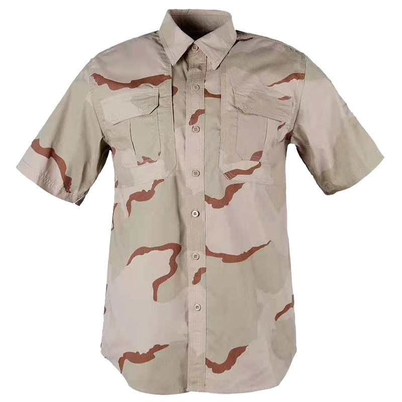 Táctica al aire libre camisa de manga corta de verano viajero ropa de camuflaje transpirable bolsillo 511 camisa camisa superior caqui hombre