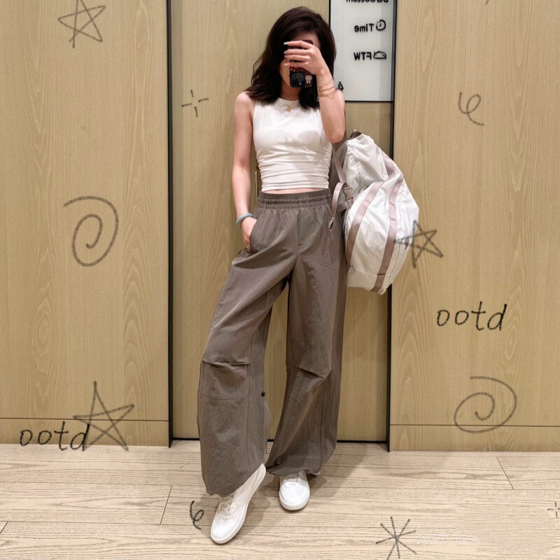 26 New Summer Style Lu Workwear Quick-Drying Thin Drawstring Straight Wide-Leg Pants Casual Sports Unisex Couple Style