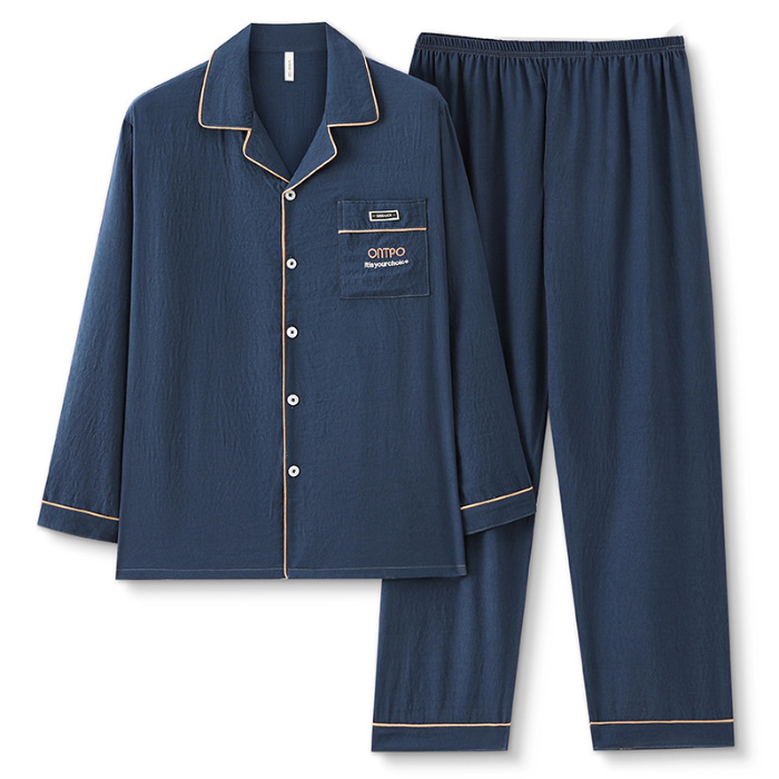 Comercio exterior transfronterizo primavera y otoño pijama de hombre nubes de algodón cardigan manga larga ocio suelto grande ropa de hogar