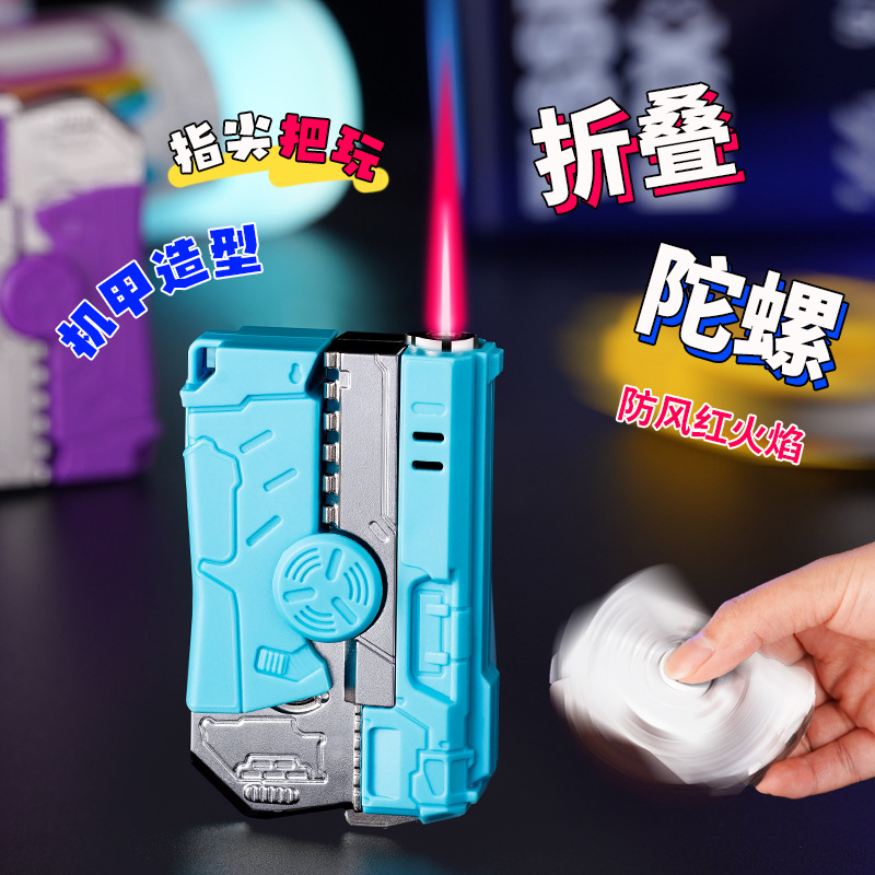 gyro lighter two-in-one folding rotating decompression new deformation internet celebrity gift lighter gift smoking set
