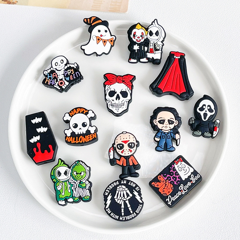 Hot Selling Halloween Silicone Beads Kidsren DIY Beaded Pen Keychain Funny Jewelry Skull Silicone Beads