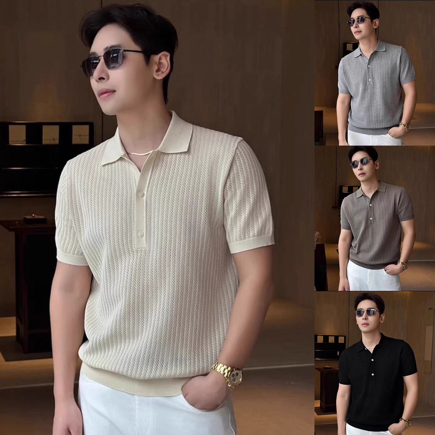 Camisas de punto de estilo antiguo, camisetas de manga corta, camisetas de hombre, texturas de verano comerciales, fábrica transfronteriza al por mayor
