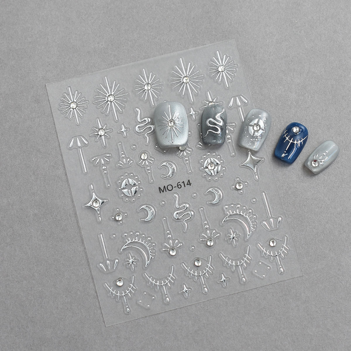 Pegatinas de manicura dorada de estrellas y luna relieves tridimensionales bohemio viento caliente diamante plateado DIY lleva pegatinas de uñas