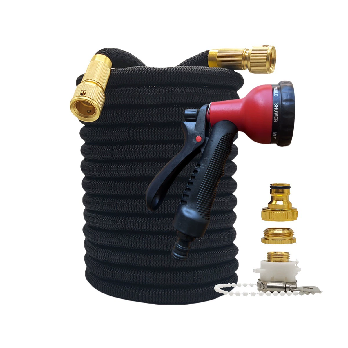 Производитель поставляет универсальный водяной пистолет высокого давления для автомойки для полива цветов, волшебный телескопический волшебный 3-кратный телескопический набор черного цвета.