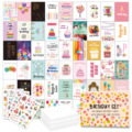 亚马逊birthday card生日卡片套装100件DIY信封INS对折生日贺卡