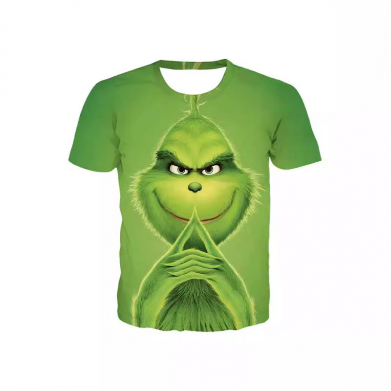 Summer New Arrival: Green Furry Monster Grinch 3D Digital Print Casual Loose Breathable Adult Short Sleeve T-Shirt Summer New Arrival: Green Furry Monster Grinch 3D Digital Print Casual Loose Breathable Adult Short Sleeve T-Shirt