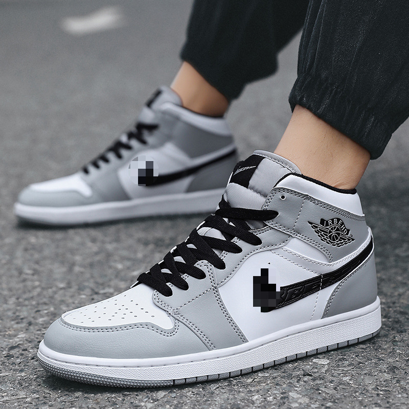 AJ men's mid-top smoke gray shoes, new Air Force One model for men and women, pure white AJ1 high-top shadow gray sneakers, trendy AJ men's mid-top smoke gray shoes, new Air Force One model for men and women, pure white AJ1 high-top shadow gray sneakers, trendy