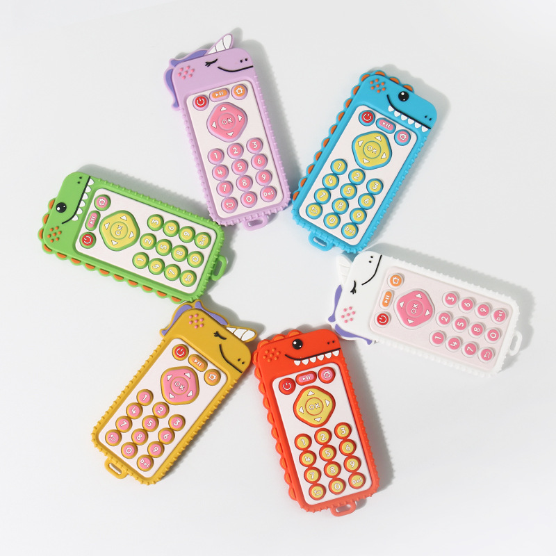 亞馬遜嬰兒食品級牙膠獨角獸遙控器仿真按鍵防吃手啃咬出牙膠