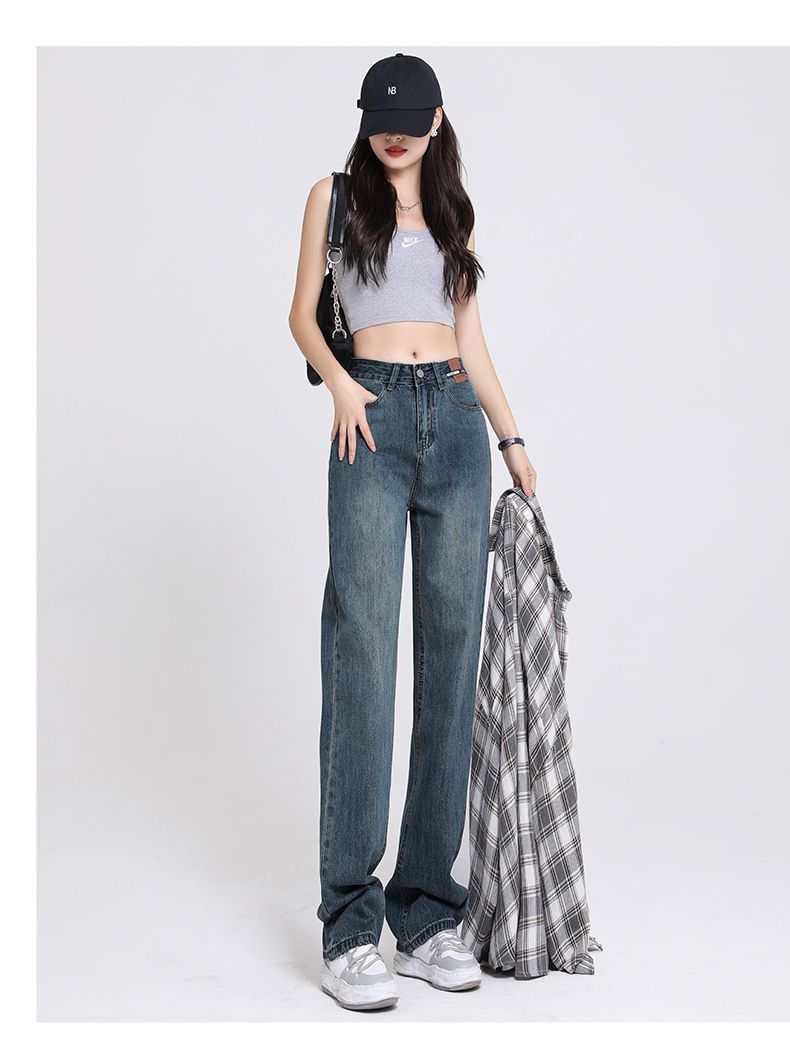 2023 Spring and Autumn jeans for women: Loose, wide-leg, aged, slimming, versatile, straight-leg, drape, floor-length, trendy, ins pic 14