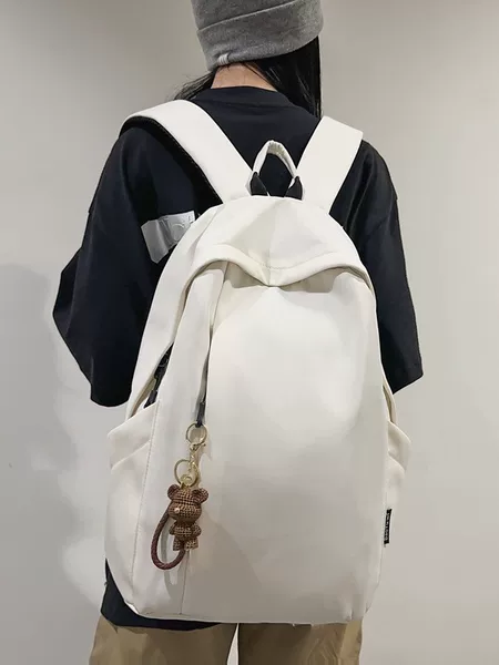 Large Capacity Schoolbag Men's Senior high school College Students Korean Style Trendy Travel Backpack Women's Junior High School Students Simple Solid Color Backpack
