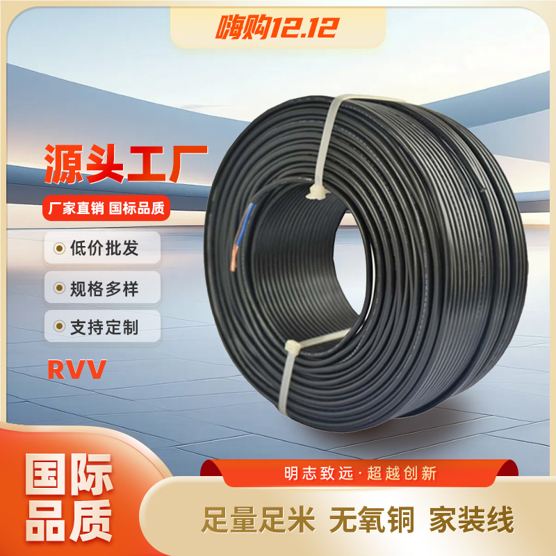 国标两芯软护套铜芯电线 RVV  2*2.5平方 多芯无氧铜厂家批发