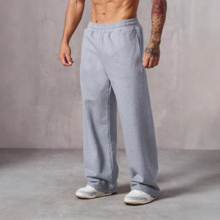 2025 Cross-Border Foreign Trade Autumn New Men's Sweatpants Fashion Hot-Selling Fleece Elastic Waistband Straight Pants in Stock