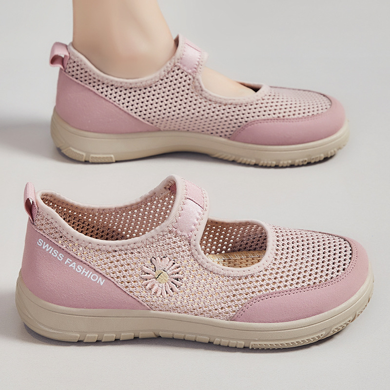 Zapatos de malla primavera y verano para mujer nuevos zapatos de un solo pedal moda moda zapatos de madre sandalias transfronterizas zapatos de mujer transpirables casuales
