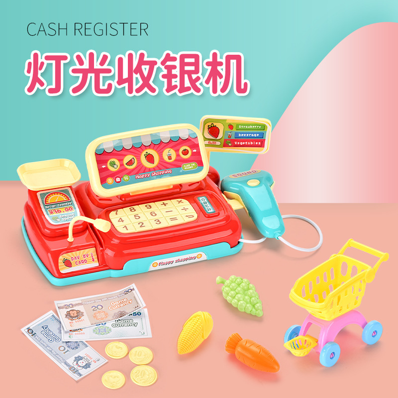 Nuevos productos para niños, iluminación de la casa, caja registradora, juguetes educativos, caja registradora de simulación, caja registradora de supermercado, juguetes al por mayor image 2