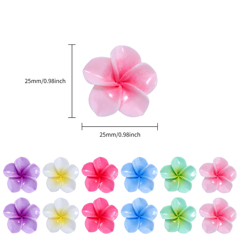 ホット販売光沢のある桃の花のカラーグラデーション 5 花びら花樹脂アクセサリー diy 小さな装身具パッチ diy ヘアピン素材|undefined
