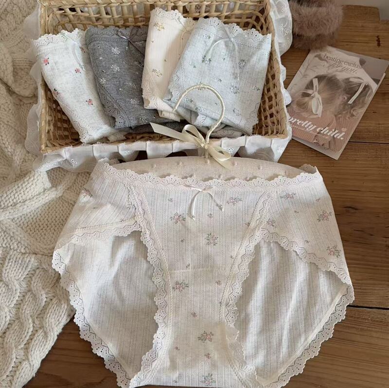 Secret Language Dora High-Slit Long-Leg Sweet Girl Jacquard Cotton Underwear Comfortable Class a Cotton Soft Breathable Briefs