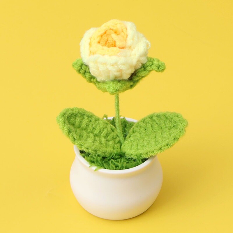 完成したウールひまわり鉢植えスズラン造花チューリップデスクトップ装飾品バレンタインデー教師クラスメートギフト|undefined