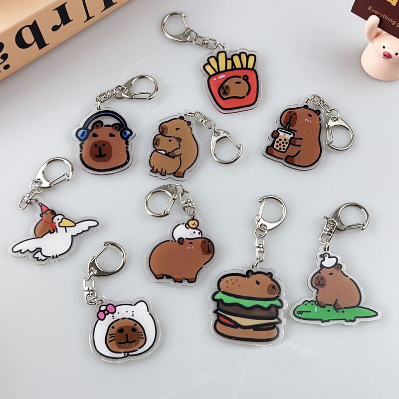 Capybara Keychain Cute Capybara Acrylic Keychain Pendant Bag Decoration Accessories Promotional Car Key