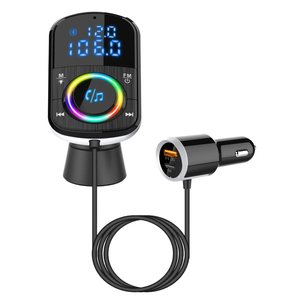 Цветная подсветка, двусторонняя быстрая зарядка, определение напряжения в реальном времени, поддержка TF-карт, автомобильный Bluetooth MP3-плеер, функция громкой связи