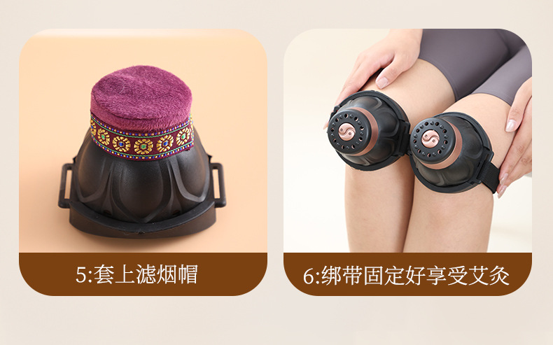 Knee Moxibustion Box Portable Moxa Heat Therapy Device for Home Joint Care with Mugwort Essential Oil in use