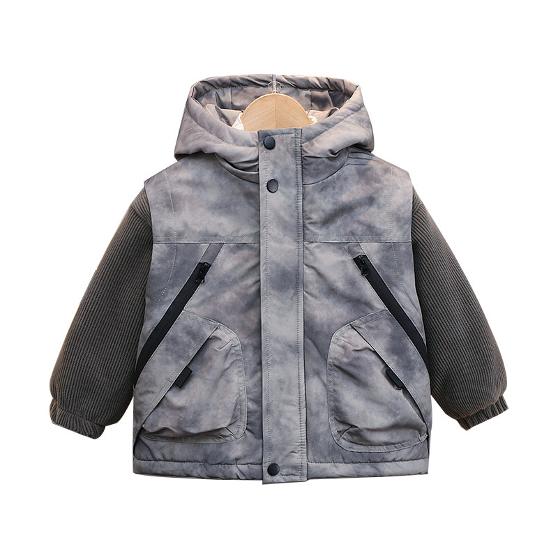 6432 ropa de Parker de terciopelo para niños 2025 otoño e invierno nuevo abrigo de algodón grueso para bebés ropa de invierno con capucha de celebridades de Internet