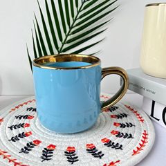 メッキ金辺マグカップジュースカップセラミックマグカップ印刷ロゴ広告ホテルシンプル風