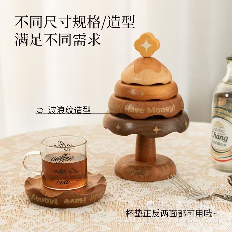 一棵树杯垫木质防烫隔热垫摆件高级感圣诞树杯垫餐桌耐高温茶杯垫|undefined