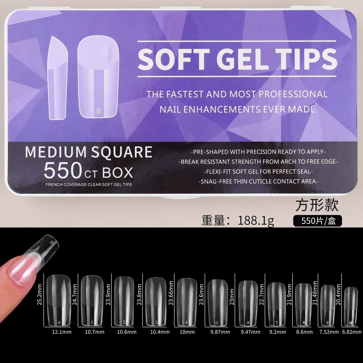 Накладные ногти Soft Gel, ультратонкие матовые, миндальная форма, без следов, 550 шт.