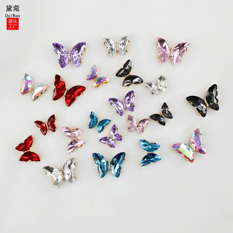 Daiwan's New Crystal Butterfly Diamond Manicure Aurora Symphony Super Flash Stereo Butterfly Wings Flash Diamond Nail Sticker Accessories