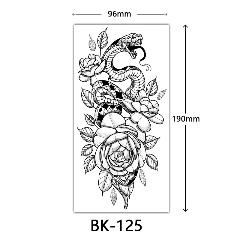Tatuaje Temporal de Flores Boceto de Papel de Transferencia al Agua, Impresión por Transferencia de Agua, para Cuerpo image 131
