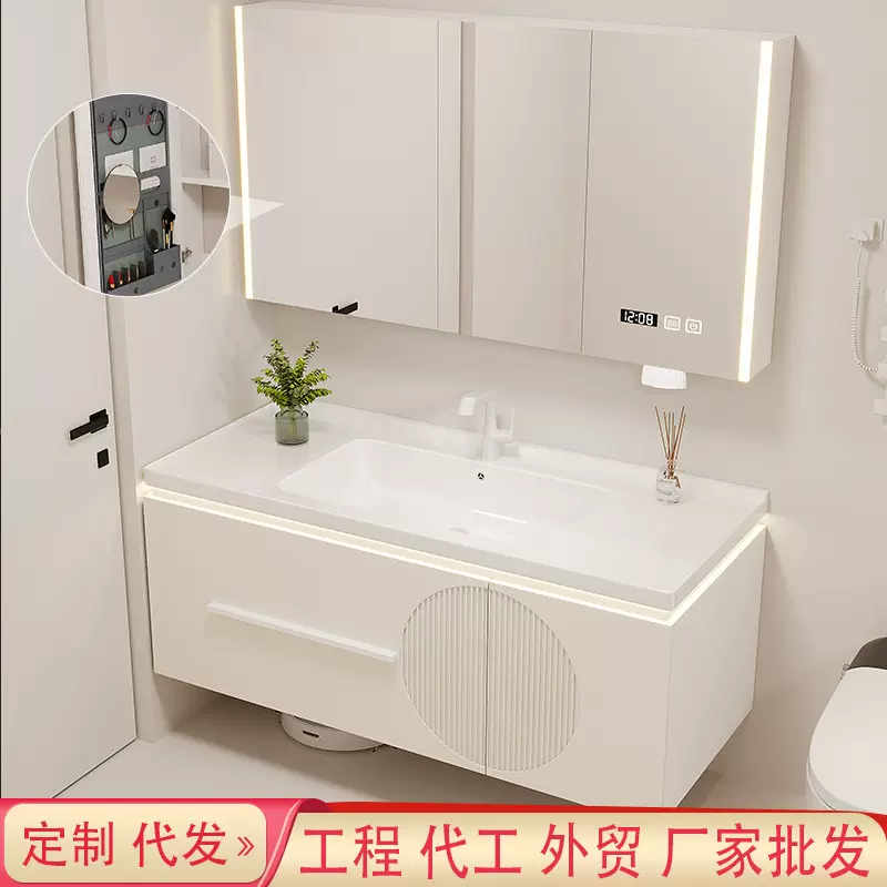 肤感卫生间洗手台洗漱池洗脸盆柜组合卫浴室柜陶瓷一体盆厂家批发