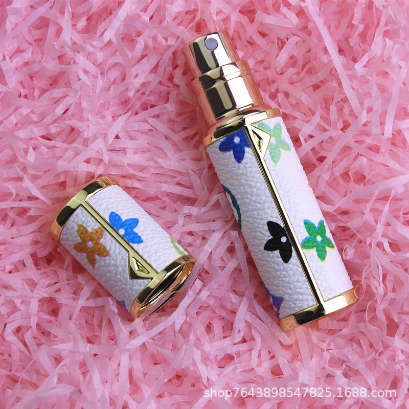 Botella de perfume de vidrio 5ml de cuero de alta gama de gama alta muestra de perfume portátil sub-botella tapa abierta botella de spray de llenado