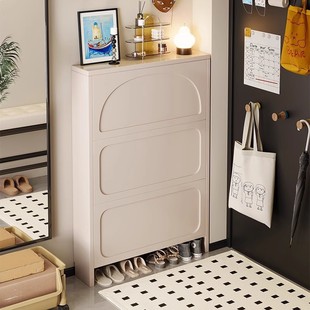 Ultra-Thin Shoe Cabinet, Extremely Narrow, Home Entrance 2025 New Cream Style Indoor Entrance Cabinet, Tipping Shoe Rack