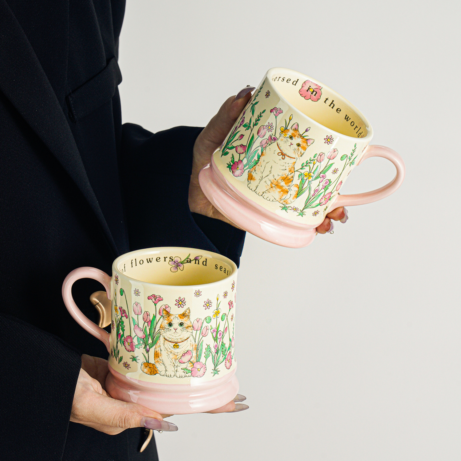 Tazas de cerámica nicho de diseño original taza de marca de alto valor facial taza de agua doméstica taza de café de oficina de chicas
